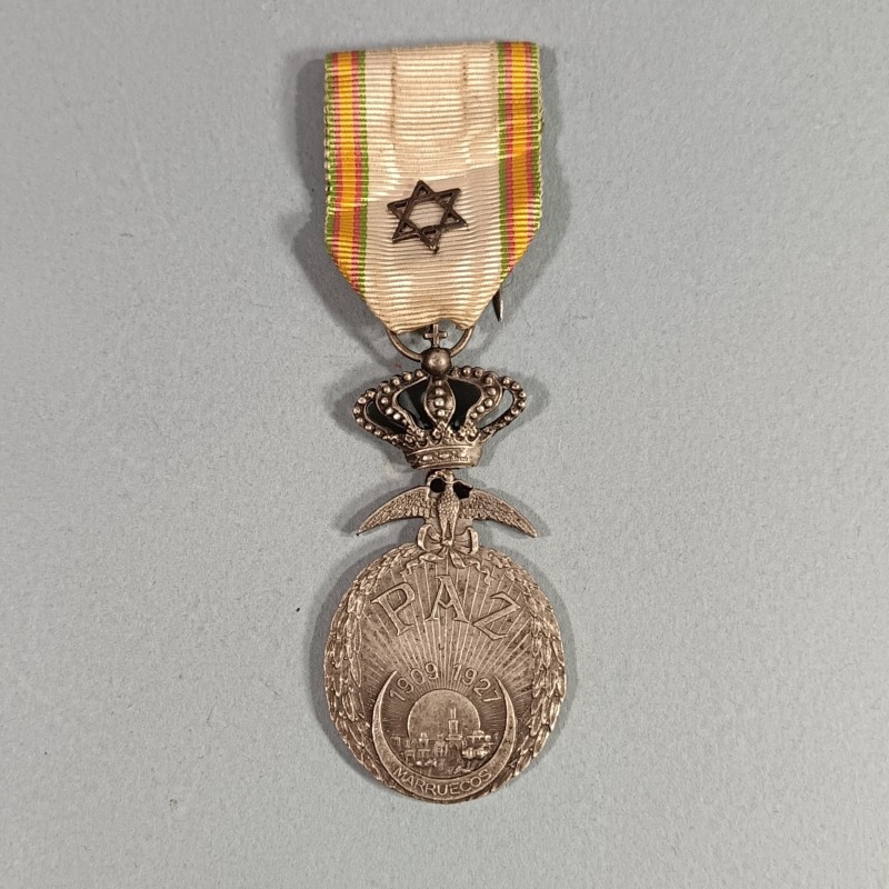 ESPAGNE MAROC MEDAILLE DE LA PAZ 1909 1927 LA PAIX AU MAROC GUERRE DU RIF MARRUECOS ETOILE ARGENT