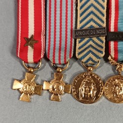 FRANCE BARRETTE DE 6 REDUCTIONS DES MEDAILLES MILITAIRES D'UN ANCIEN DE LA GUERRE D'ALGERIE ET AFRIQUE DU NORD AFN