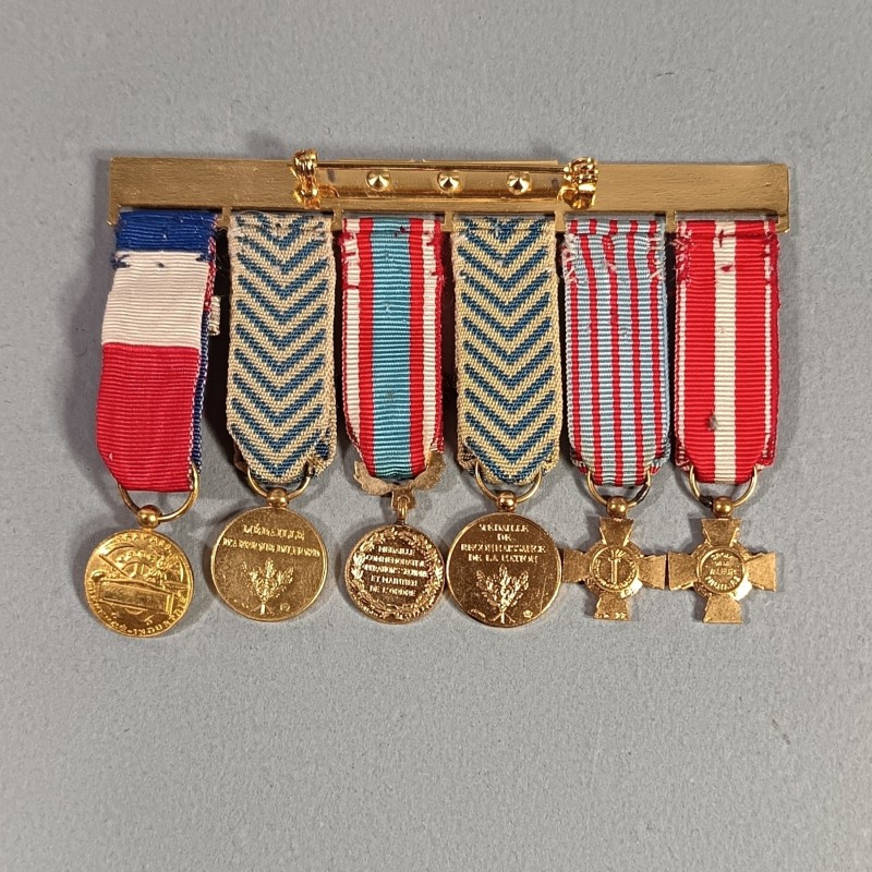 FRANCE BARRETTE DE 6 REDUCTIONS DES MEDAILLES MILITAIRES D'UN ANCIEN DE LA GUERRE D'ALGERIE ET AFRIQUE DU NORD AFN