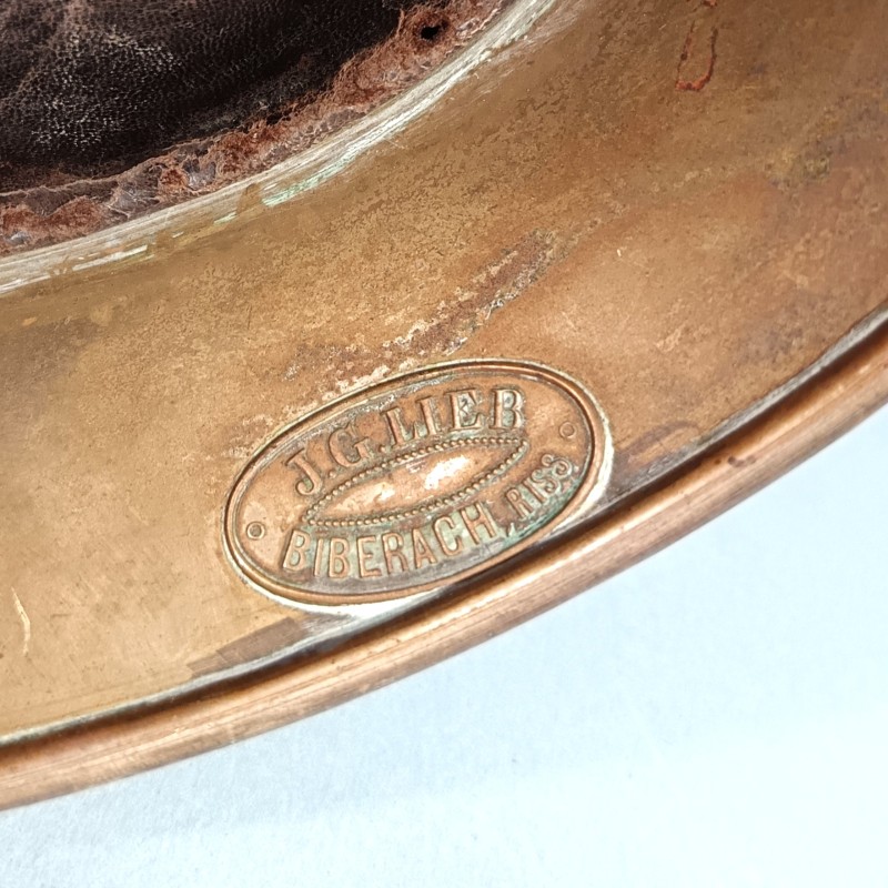 CASQUE DE SAPEURS POMPIESR ALLEMANDS VERS 1900 GERMAN FIREFIGHTER'S HELMET FABRICANT J.G. LIER A BIBERACH RISS