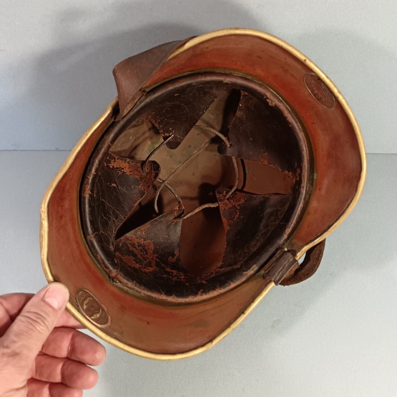 CASQUE DE SAPEURS POMPIERS ALLEMANDS VERS 1900 GERMAN FIREFIGHTER'S HELMET FABRICANT J.G. LIER A BIBERACH RISS