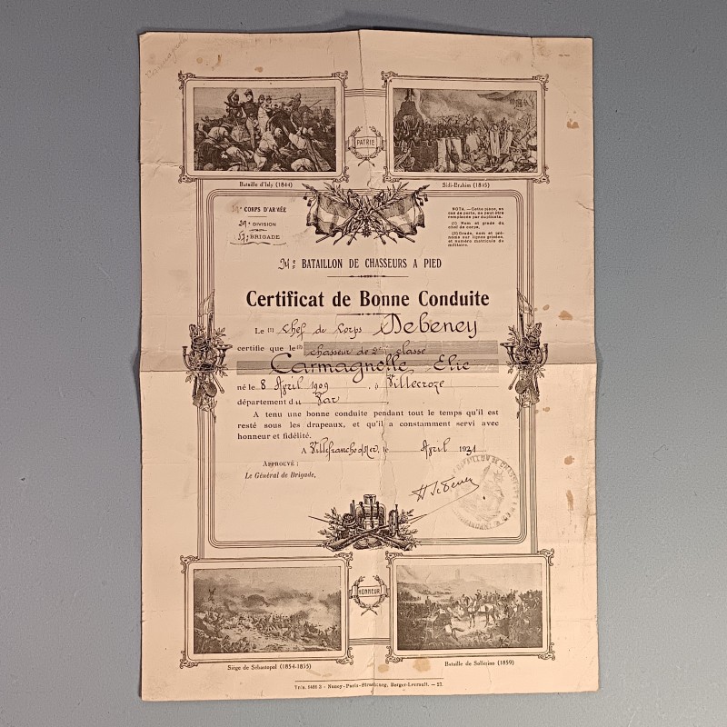 ALBUM PHOTOS REGIMENTAIRE SOUVENIR DU 24 ème BATAILLON DE CHASSEURS ALPINS 1930 ET CITATION VILLEFRANCHE SUR MER