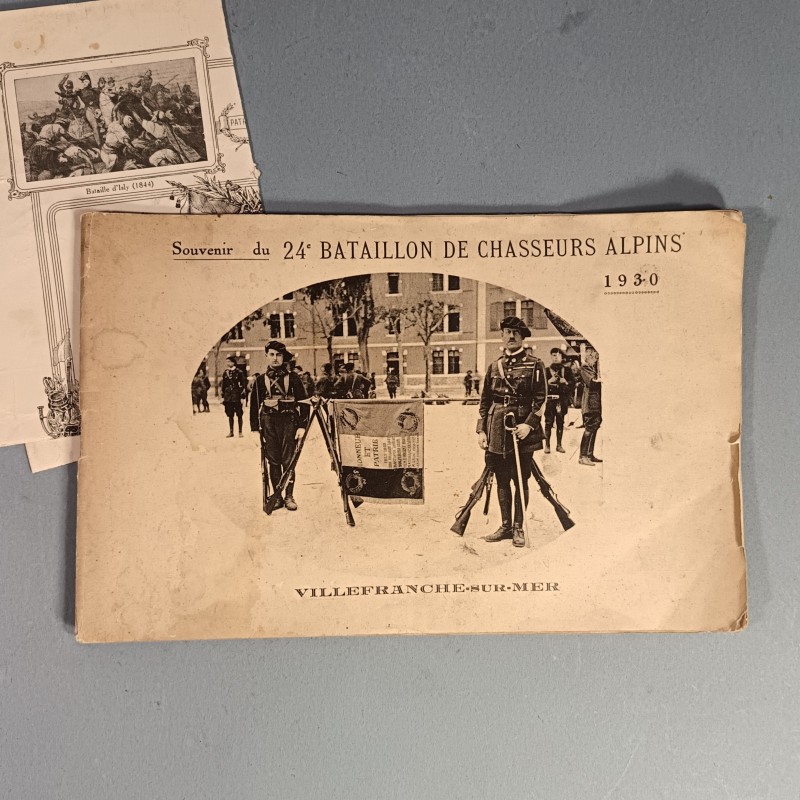 ALBUM PHOTOS REGIMENTAIRE SOUVENIR DU 24 ème BATAILLON DE CHASSEURS ALPINS 1930 ET CITATION VILLEFRANCHE SUR MER