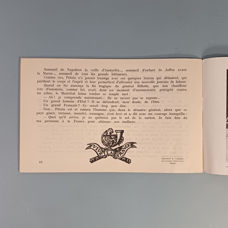LIVRET DE PROPAGANDE LE MERACHAL DE FRANCE PHILIPPE PETAIN CHEF DE L'ETAT FRANCAIS TRAVAIL FAMILLE PATRIE