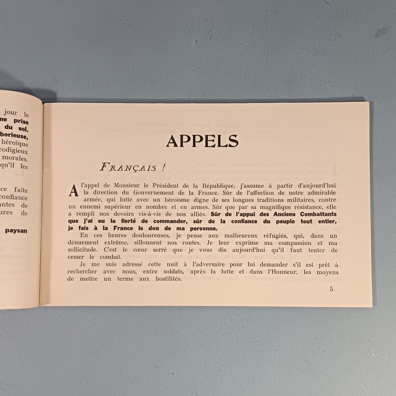 LIVRET DE PROPAGANDE LE MERACHAL DE FRANCE PHILIPPE PETAIN CHEF DE L'ETAT FRANCAIS TRAVAIL FAMILLE PATRIE