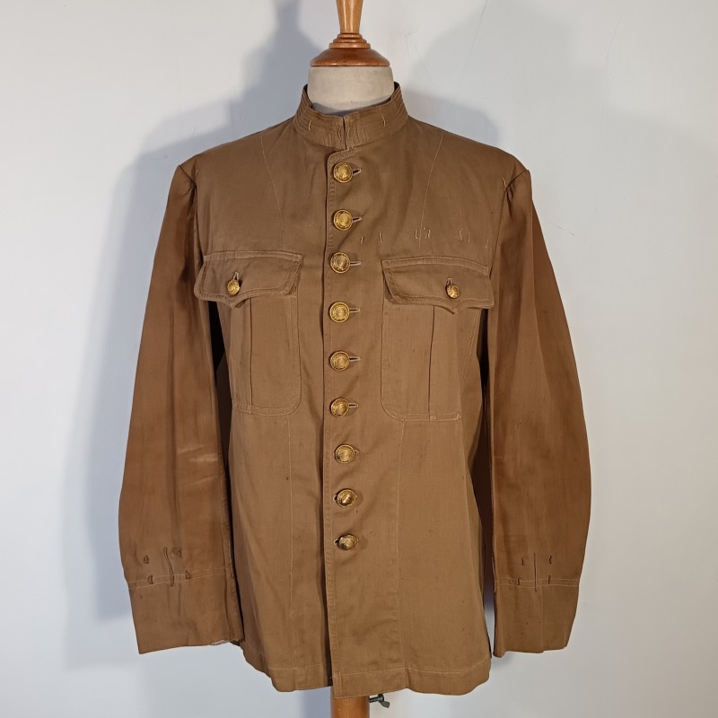 VAREUSE VESTE OFFICIER OU SOUS OFF MODELE 1880-1893 TROUPE COLONIALES BOUTONS LEGION COULEUR BEIGE SABLE