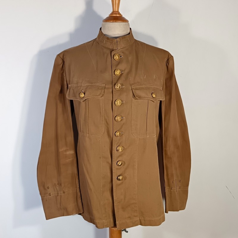 VAREUSE VESTE OFFICIER OU SOUS OFF MODELE 1880-1893 TROUPE COLONIALES BOUTONS LEGION COULEUR BEIGE SABLE