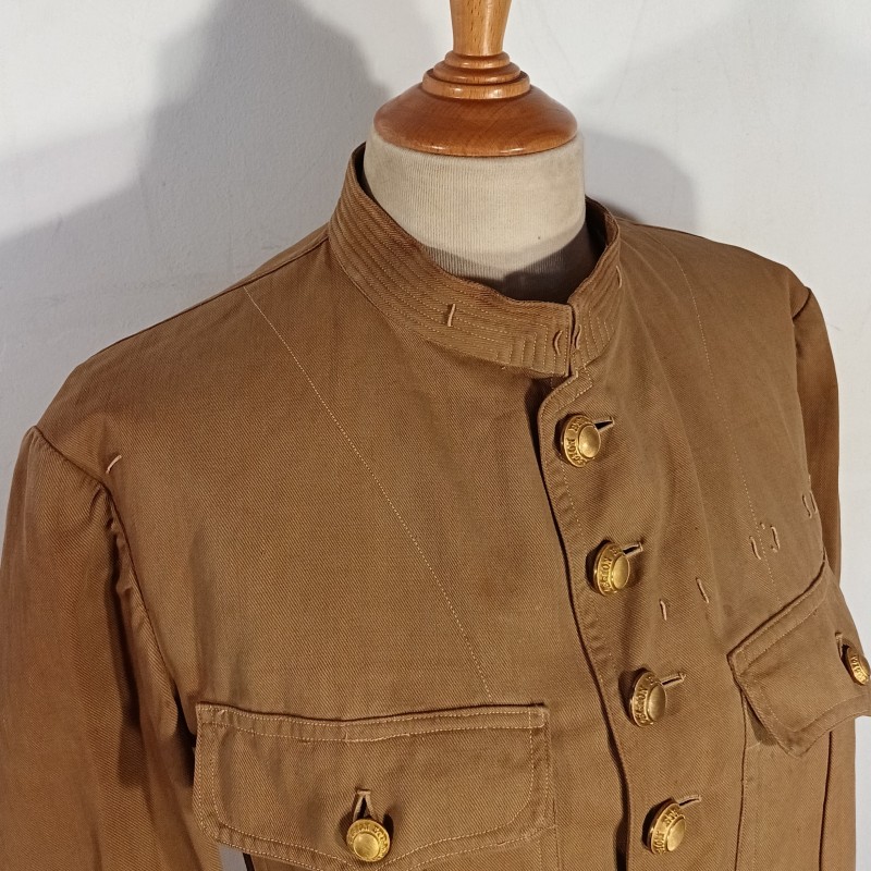 VAREUSE VESTE OFFICIER OU SOUS OFF MODELE 1880-1893 TROUPE COLONIALES BOUTONS LEGION COULEUR BEIGE SABLE