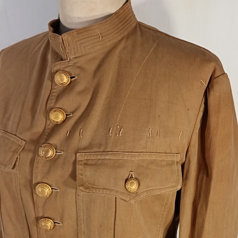 VAREUSE VESTE OFFICIER OU SOUS OFF MODELE 1880-1893 TROUPE COLONIALES BOUTONS LEGION COULEUR BEIGE SABLE