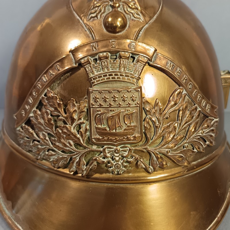 CASQUE DES SAPEURS-POMPIERS DE LA VILLE DE PARIS BSPP MODELE 1885 1895 FABRICANT FRANCK & FILS BREVETE SGDG