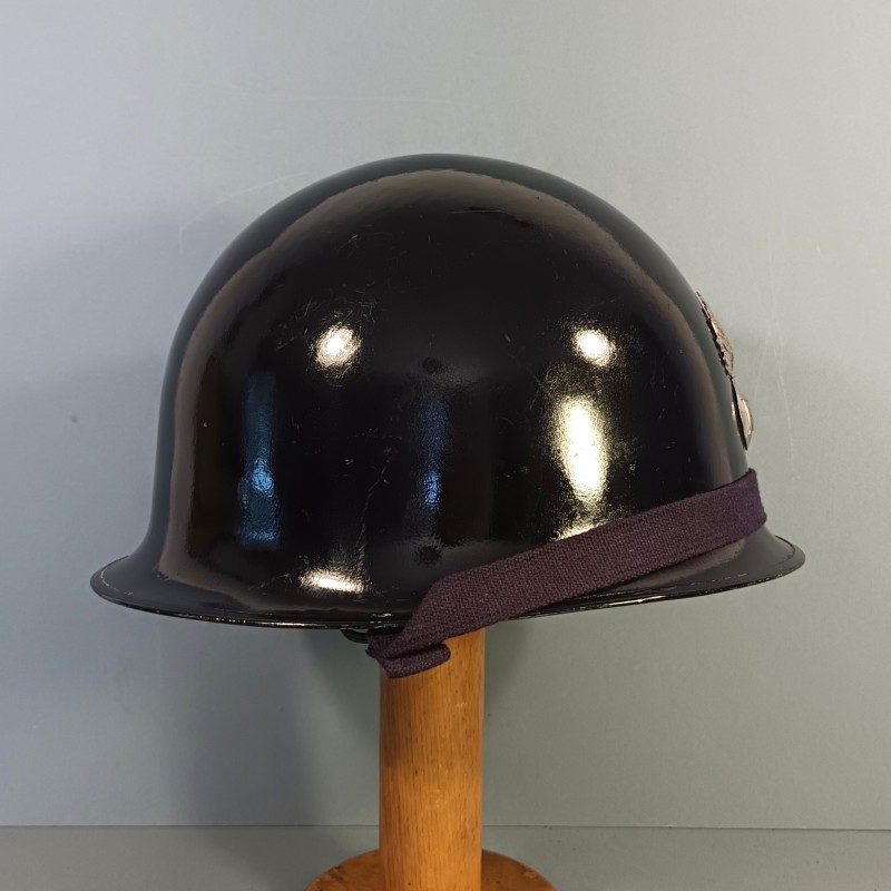 CASQUE MODELE 1951 DE GENDARMERIE GRENADE ARGENTEE LINER DATE 1965 ET LOURD DATE 1960 GENDARME DEPARTEMENTALE