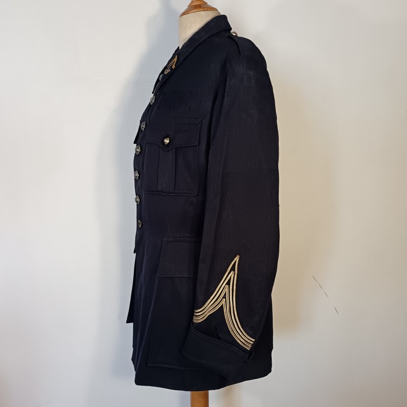 VESTE D'UNIFORME MODELE 1929 EN DRAP GRIS BLEU DU COMMANDANT BAUMONT DATEE 1936 ETAT MAJOR DES CHASSEURS ALPINS