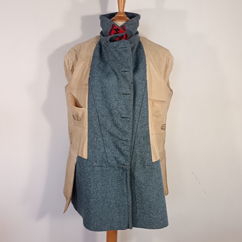 VESTE PALTOT BLEU HORIZON TROUPE DU 184 ème REGIMENT D'ARTILLERIE CAPOTE RETAILLEE DOUBLURE DATEE 1921