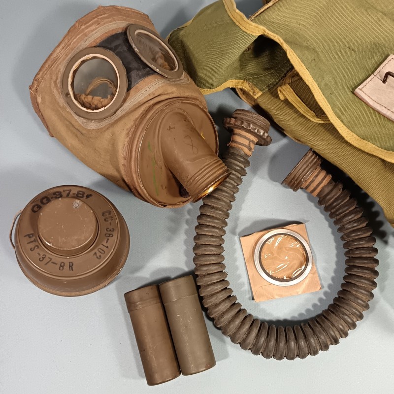 MASQUE A GAZ MILITAIRE FRANÇAIS ANP 31 CARTOUCHE MODELE MB CAMPAGNE DE FRANCE FRENCH GAZ MASK WW2
