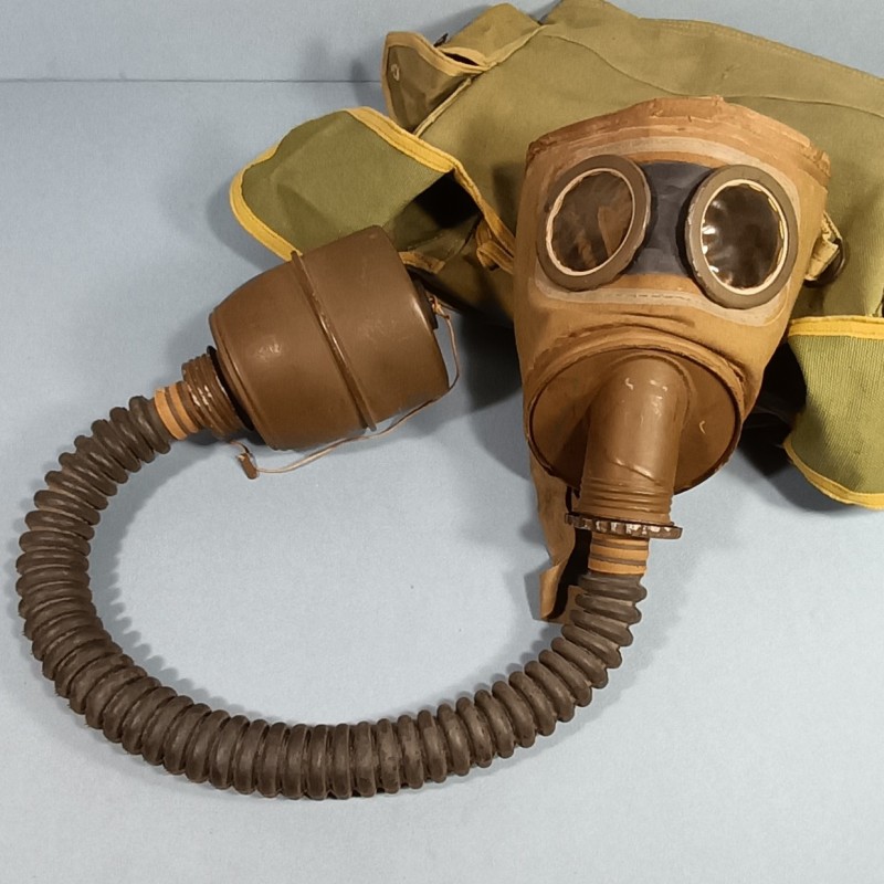 MASQUE A GAZ MILITAIRE FRANÇAIS ANP 31 CARTOUCHE MODELE MB CAMPAGNE DE FRANCE FRENCH GAZ MASK WW2