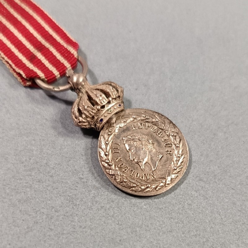 FRANCE REDUCTION DE LA MEDAILLE DE LA CAMPAGNE D'ITALIE DE 1859 NAPOLEON III EMPIRE RARE MODELE A COURONNE