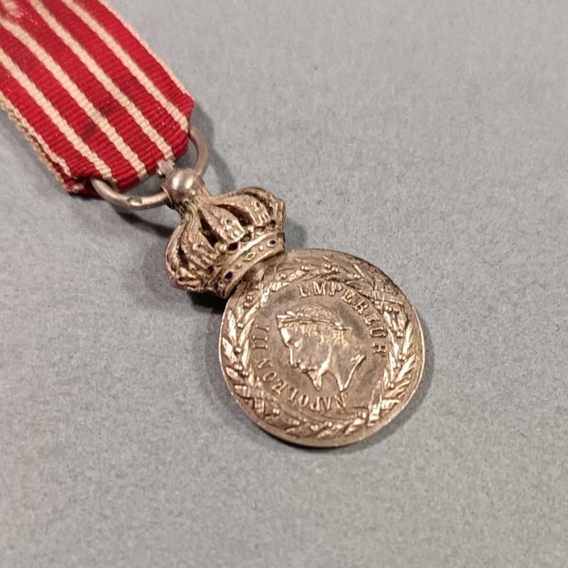 FRANCE REDUCTION DE LA MEDAILLE DE LA CAMPAGNE D'ITALIE DE 1859 NAPOLEON III EMPIRE RARE MODELE A COURONNE