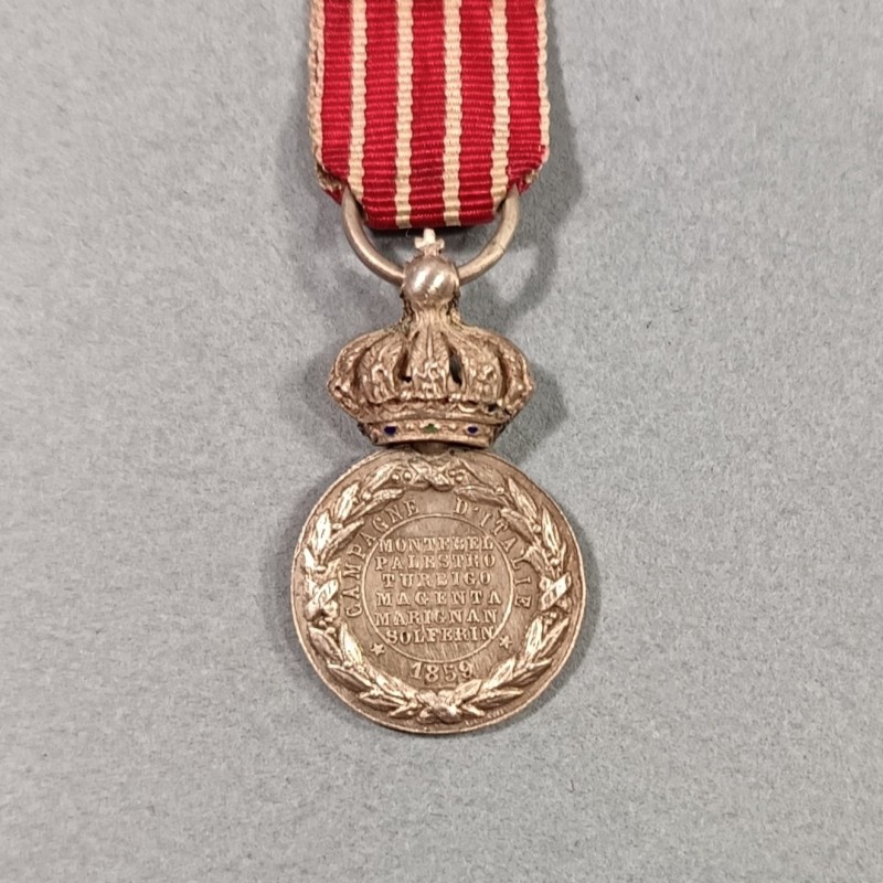 FRANCE REDUCTION DE LA MEDAILLE DE LA CAMPAGNE D'ITALIE DE 1859 NAPOLEON III EMPIRE RARE MODELE A COURONNE