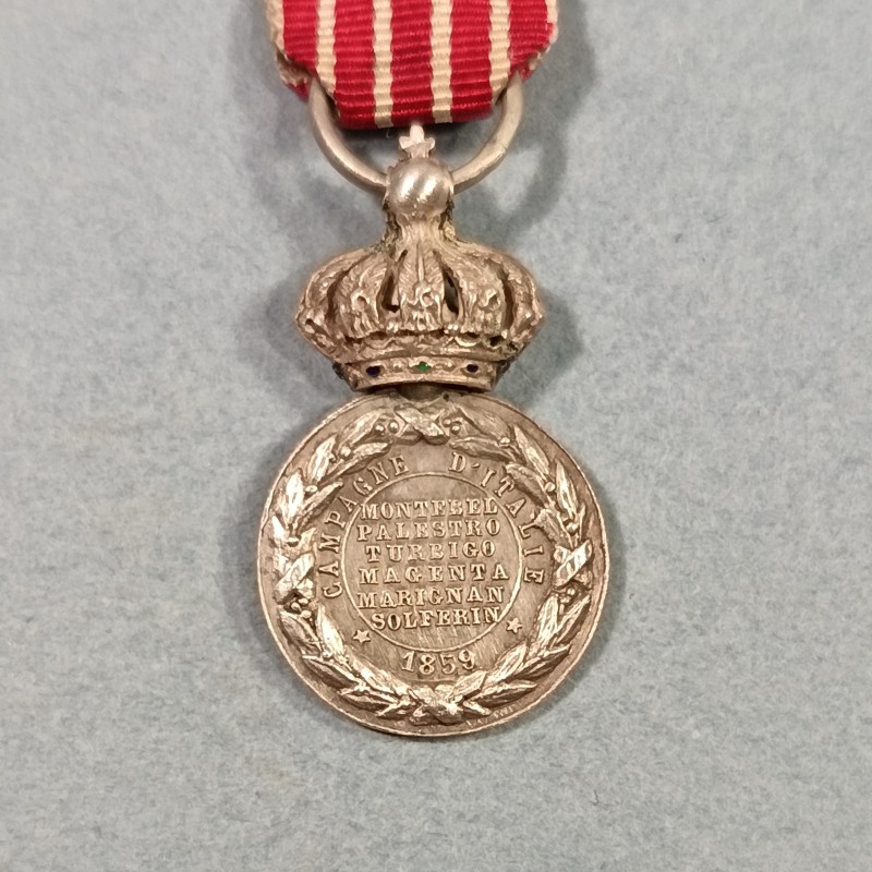 FRANCE REDUCTION DE LA MEDAILLE DE LA CAMPAGNE D'ITALIE DE 1859 NAPOLEON III EMPIRE RARE MODELE A COURONNE