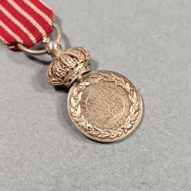 FRANCE REDUCTION DE LA MEDAILLE DE LA CAMPAGNE D'ITALIE DE 1859 NAPOLEON III EMPIRE RARE MODELE A COURONNE