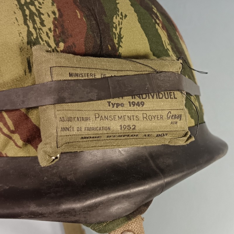 CASQUE FRANCAIS MODELE 1951 ET CAPUCHE 47-56 CASQUE LOURD DUCELLIER 1953 ET LINER H.R. 1955
