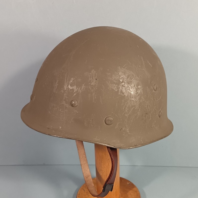 CASQUE FRANCAIS MODELE 1951 ET CAPUCHE 47-56 CASQUE LOURD DUCELLIER 1953 ET LINER H.R. 1955