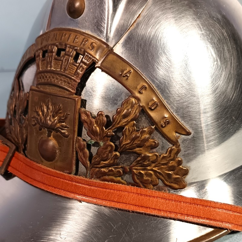 CASQUE DES SAPEURS POMPIERS DE L'USINE OU SOCIETE ACDS SAPEUR-POMPIER MODELE 1933 TAILLE 54