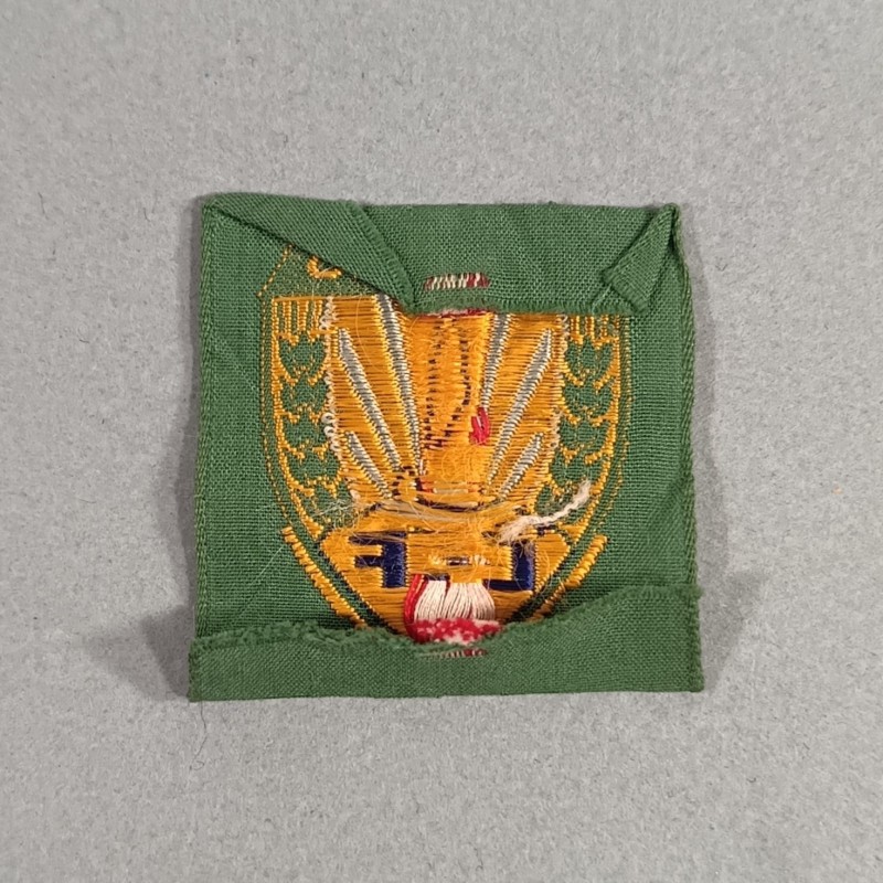 INSIGNE DE BERET EN TISSU DES ANCIENS DES CJF CHANTIERS DE JEUNESSE  FOND VERT
