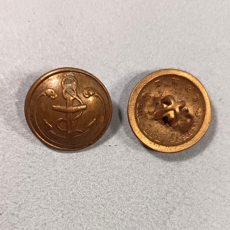 BOUTON INFANTERIE DE MARINE OU COLONIALE TROUPE DIAMETRE 1.7 cm EPOQUE 1850-1915 GUERRE 1914-1918 CAPOTE ET UNIFORME T.W.&W.