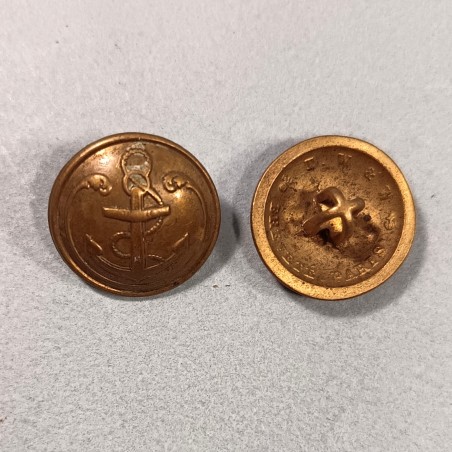 BOUTON INFANTERIE DE MARINE OU COLONIALE TROUPE DIAMETRE 1.7 cm EPOQUE 1850-1915 GUERRE 1914-1918 CAPOTE ET UNIFORME T.W.&W.