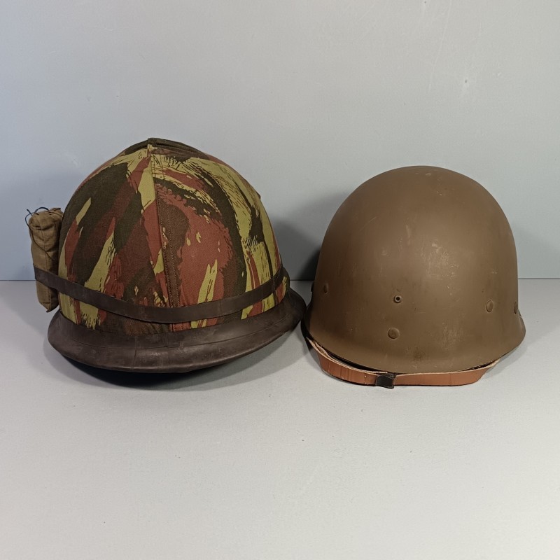CASQUE FRANCAIS MODELE 1951 ET CAPUCHE 47-56 CASQUE LOURD MAMOU 1953 ET LINER H.R. 1954