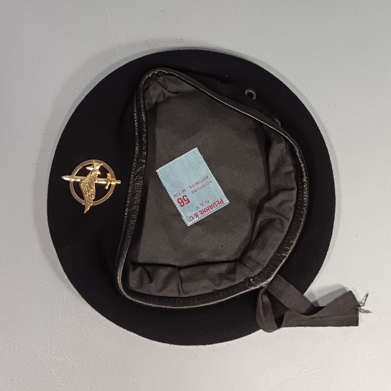 BERET NOIR DES COMMANDOS PARACHUTISTES DE L'AIR FABRICATION PEDARRE & CIE TAILLE 56