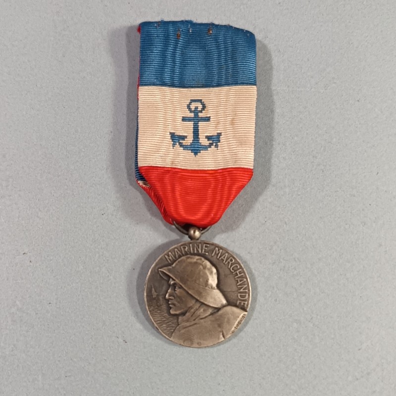 FRANCE MEDAILLE DE LA MARINE MARCHANDE CLASSE ARGENT ATTRIBUEE EN 1939 MEDAILLE D'HONNEUR