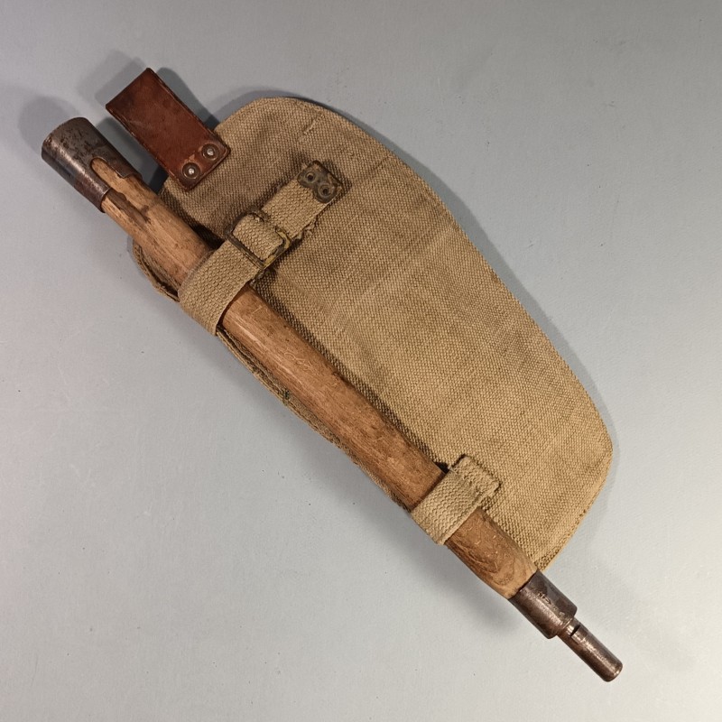 PELLE PIOCHE ANGLAISE GB DATEE 1941 AVEC HOUSSE MODIFIEE ARMEE FRANCAISE INDO ALGERIE