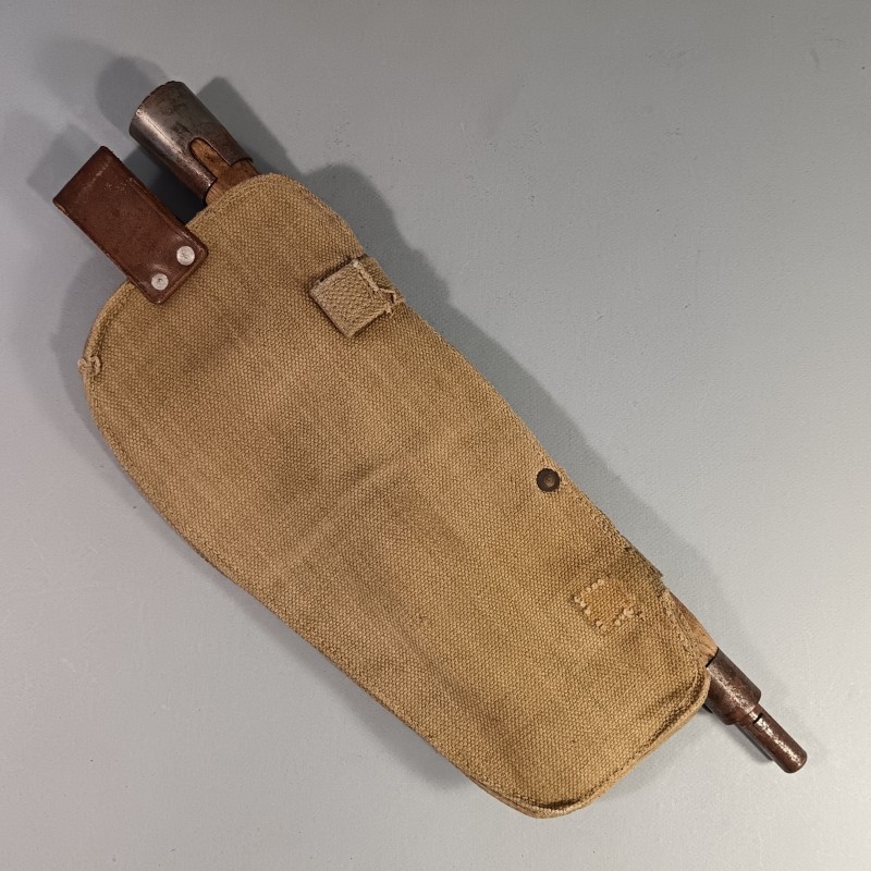 PELLE PIOCHE ANGLAISE GB DATEE 1941 AVEC HOUSSE MODIFIEE ARMEE FRANCAISE INDO ALGERIE