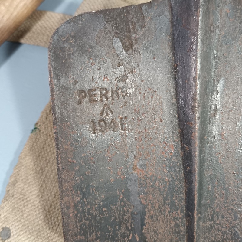 PELLE PIOCHE ANGLAISE GB DATEE 1941 AVEC HOUSSE MODIFIEE ARMEE FRANCAISE INDO ALGERIE