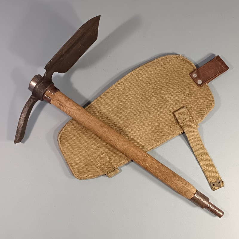 PELLE PIOCHE ANGLAISE GB DATEE 1941 AVEC HOUSSE MODIFIEE ARMEE FRANCAISE INDO ALGERIE