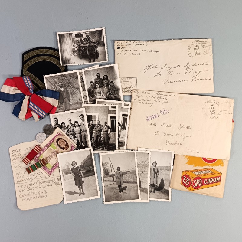 PETIT ENSEMBLE EMOUVANT DE LETTRE ET DE PHOTO DE FRANCAISES ET DE GI SOUVENIR DE LA SECONDE GUERRE