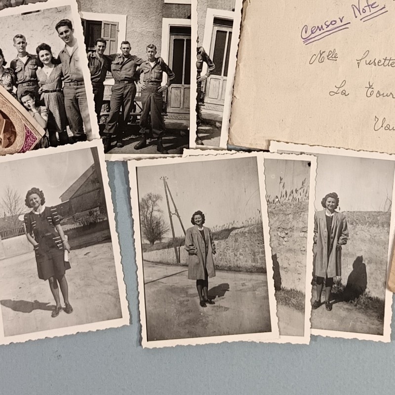 PETIT ENSEMBLE EMOUVANT DE LETTRE ET DE PHOTO DE FRANCAISES ET DE GI SOUVENIR DE LA SECONDE GUERRE