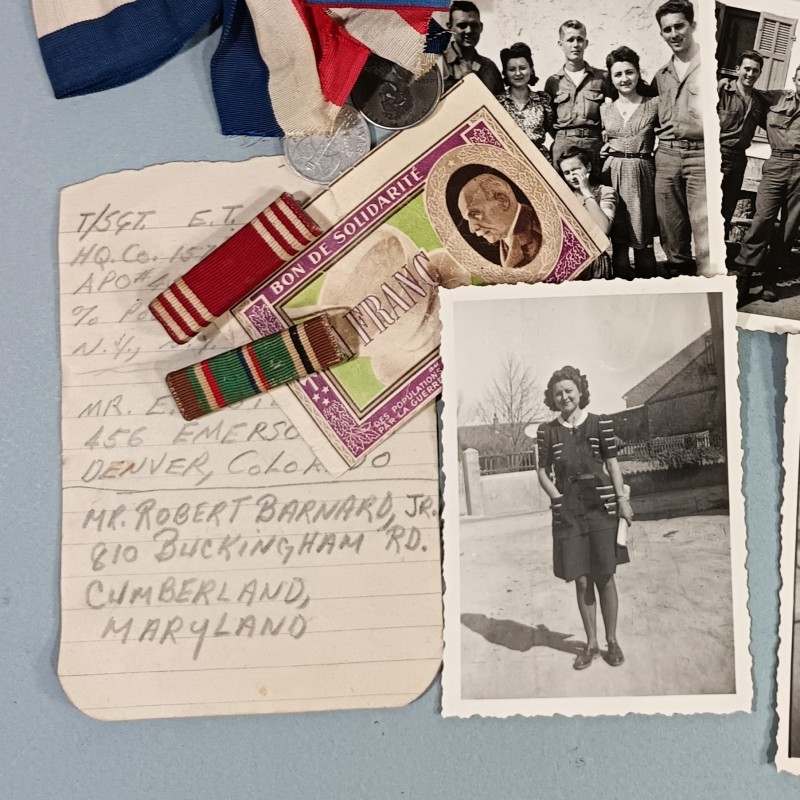 PETIT ENSEMBLE EMOUVANT DE LETTRE ET DE PHOTO DE FRANCAISES ET DE GI SOUVENIR DE LA SECONDE GUERRE