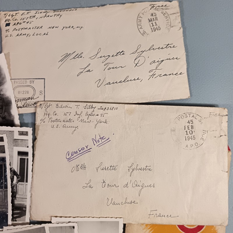 PETIT ENSEMBLE EMOUVANT DE LETTRE ET DE PHOTO DE FRANCAISES ET DE GI SOUVENIR DE LA SECONDE GUERRE