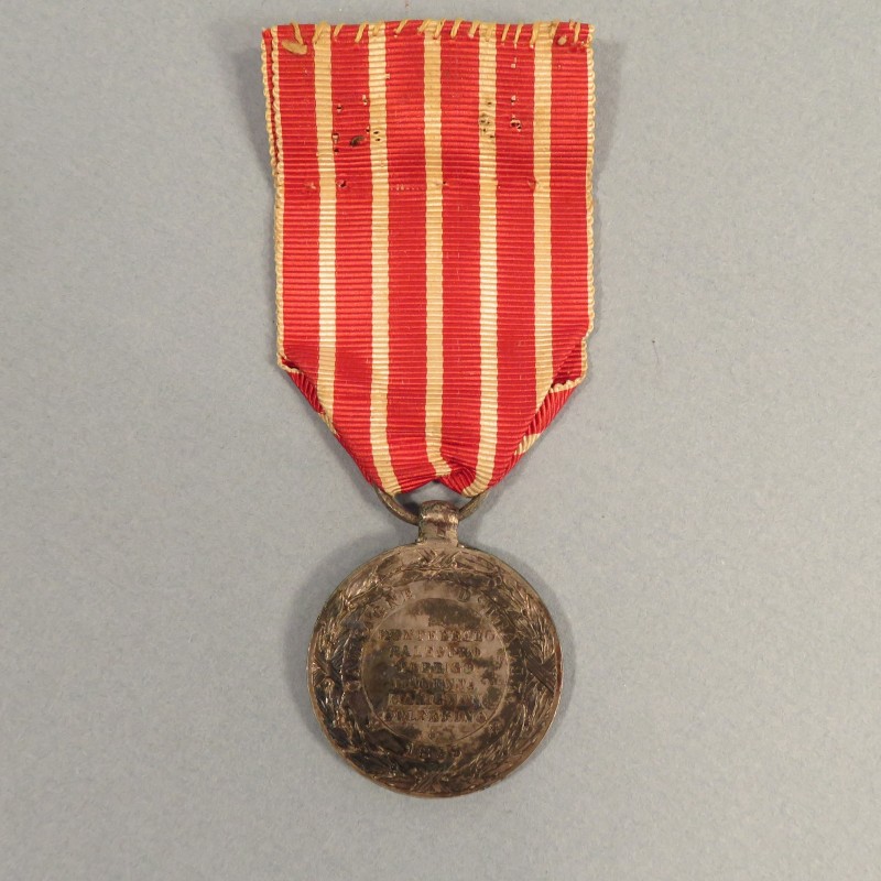 MEDAILLE EN ARGENT DE LA CAMPAGNE D'ITALIE NAPOLEON III 1859 SECOND EMPIRE SIGNEE BARRE