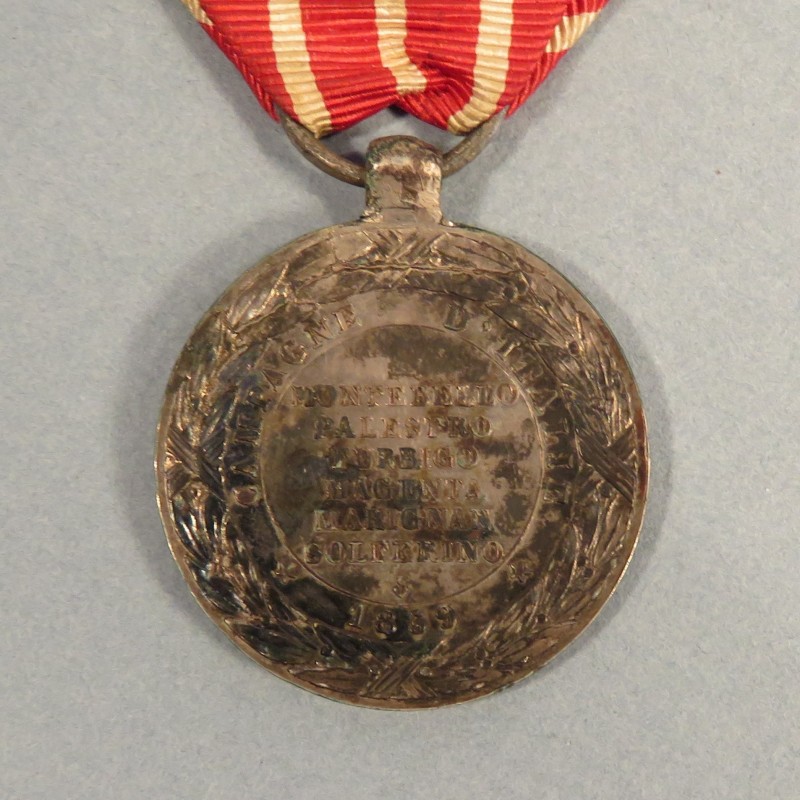 MEDAILLE EN ARGENT DE LA CAMPAGNE D'ITALIE NAPOLEON III 1859 SECOND EMPIRE SIGNEE BARRE