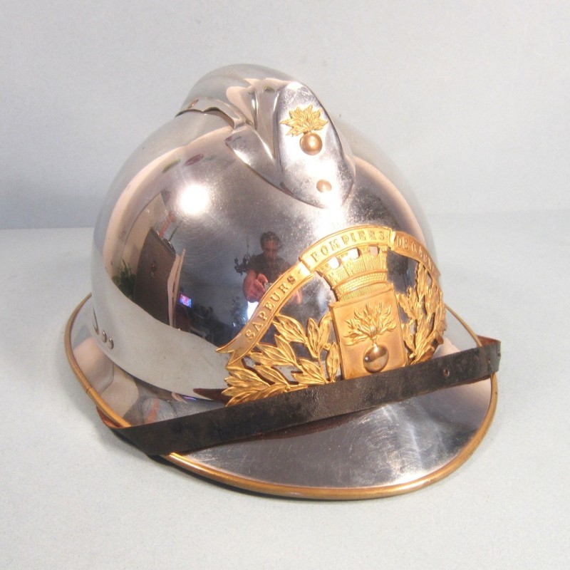 CASQUE D'OFFICIER DES SAPEURS POMPIERS DE LA VILLE DE CAGNES SAPEURS-POMPIERS MODELE 1933