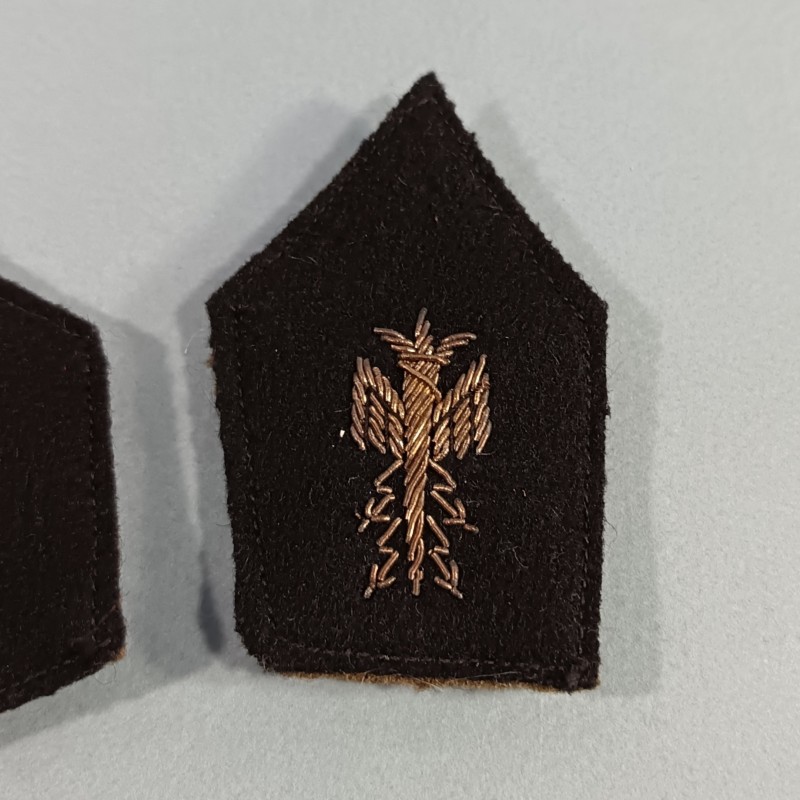 PAIRE DE PATTES DE COL VESTE D'OFFICIER D'ETAT MAJOR MODELE 1939 CANNETILLE ARGENT CAVALERIE