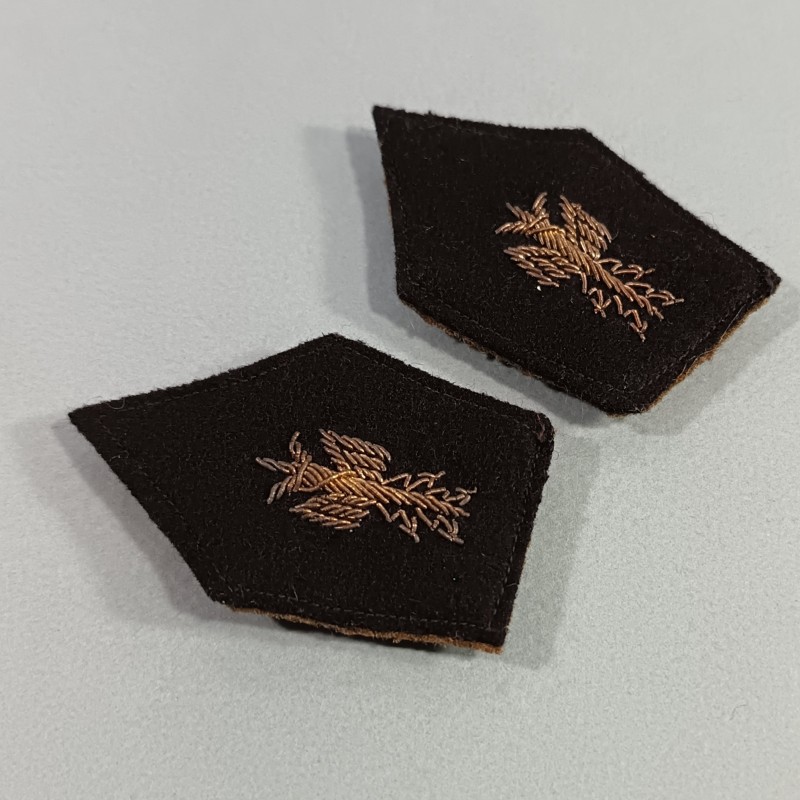 PAIRE DE PATTES DE COL VESTE D'OFFICIER D'ETAT MAJOR MODELE 1939 CANNETILLE ARGENT CAVALERIE