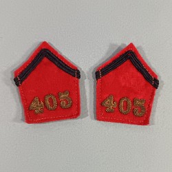 PAIRE DE PATTES DE COL VESTE D'OFFICIER MODELE 1939 DU 405 ème RADCA ANTIAERIEN DCA CAMPAGNE 1939 1945