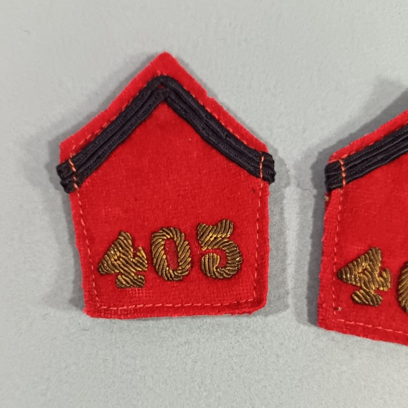 PAIRE DE PATTES DE COL VESTE D'OFFICIER MODELE 1939 DU 405 ème RADCA ANTIAERIEN DCA CAMPAGNE 1939 1945