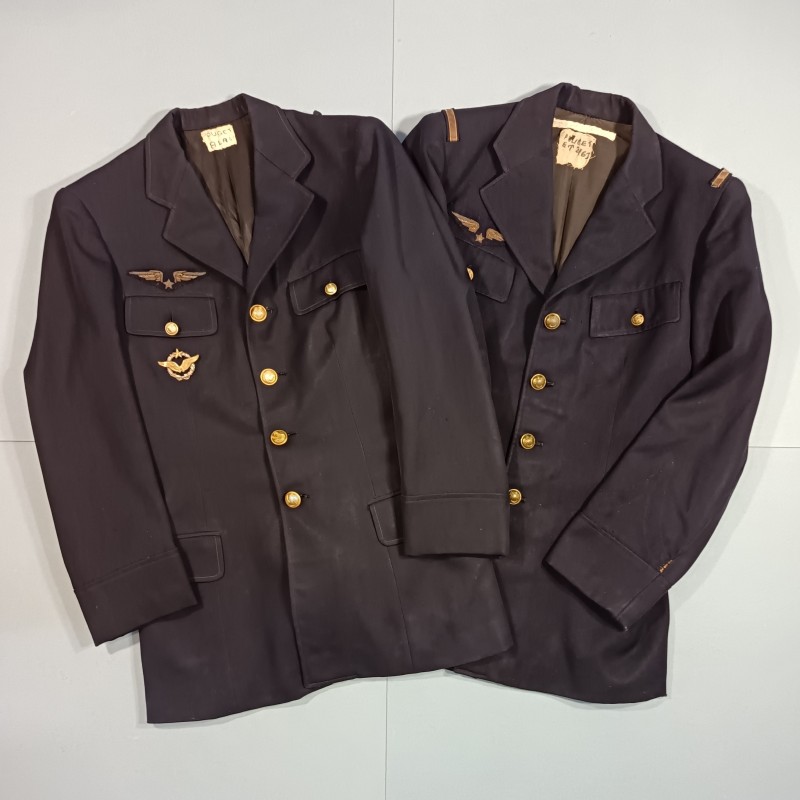 ENSEMBLE DE 2 VESTES D'UNIFORME AVIATION DU PILOTE POUGET ARMEE DE L'AIRE 1940 - 1950
