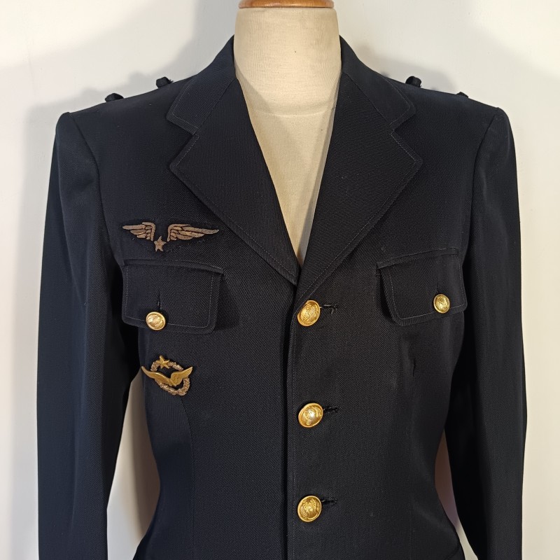 ENSEMBLE DE 2 VESTES D'UNIFORME AVIATION DU PILOTE POUGET ARMEE DE L'AIRE 1940 - 1950